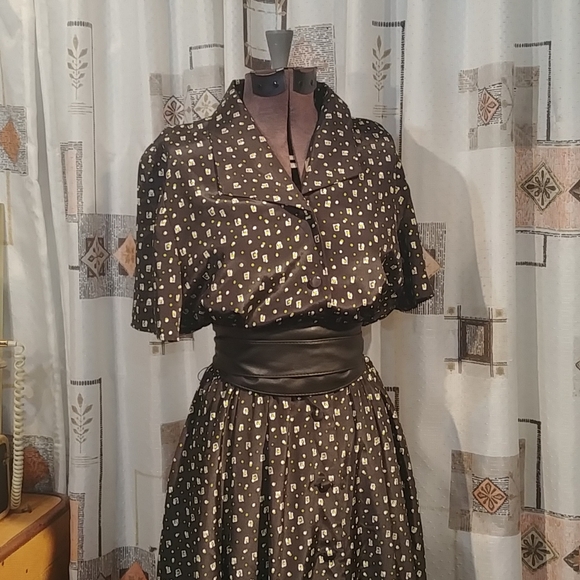 Vintage Black & Olive shirt dress - Picture 2 of 11